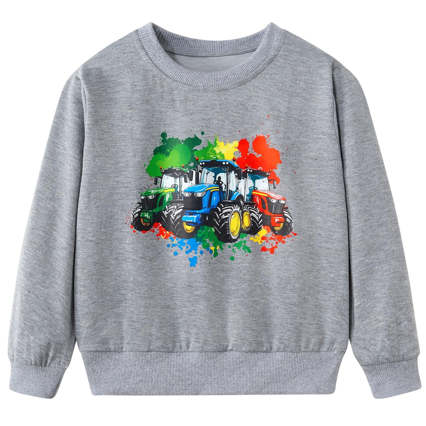 Aideaone Toddler Boys Sweatshirt Long Sleeve Boys Tractor/Truck Printed Sweatshirt Kids Crewneck Pullover Tops 3-6T