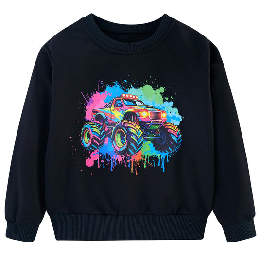 Aideaone Toddler Boys Sweatshirt Long Sleeve Boys Tractor/Truck Printed Sweatshirt Kids Crewneck Pullover Tops 3-6T