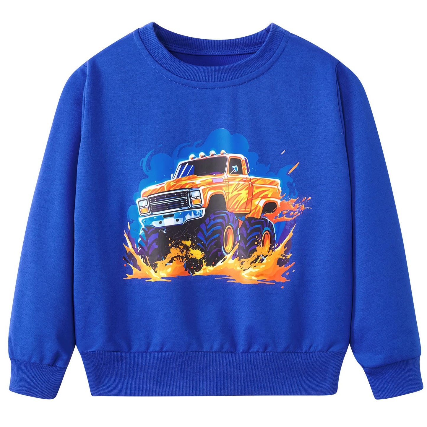 Aideaone Toddler Boys Sweatshirt Long Sleeve Boys Tractor/Truck Printed Sweatshirt Kids Crewneck Pullover Tops 3-6T