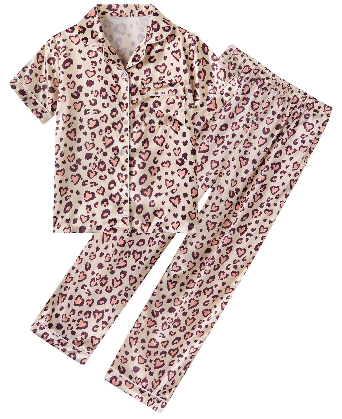 Aideaone Girls Christmas Pajamas Set & Casual Lapel 2pcs Button Sleepwear Size 7-14