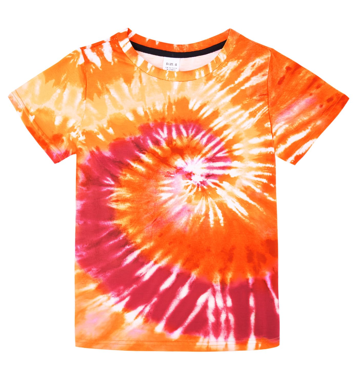 Aideaone Boys Girls Tie Dye Shirt Hippies Senior Rainbow Tees T Shirts for Kids 4-14 Years
