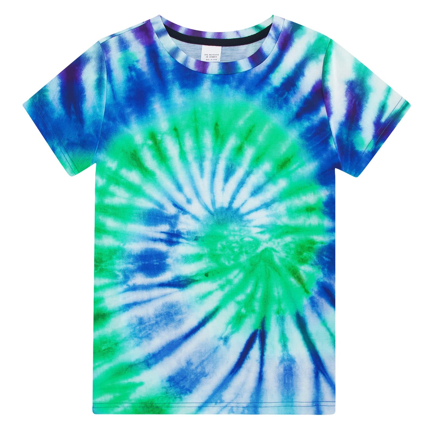 Aideaone Boys Girls Tie Dye Shirt Hippies Senior Rainbow Tees T Shirts for Kids 4-14 Years