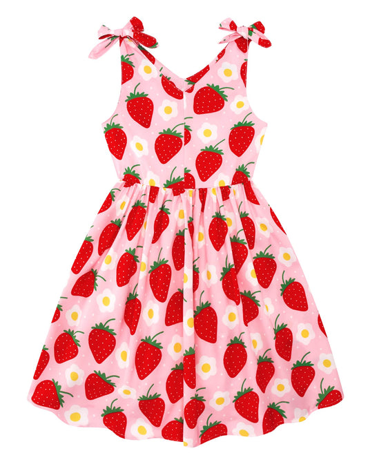 Aideaone Girls Dresses Sleeveless Summer Dress Bowknot Strap Stripe V Neck Sundress Blue 3-10T
