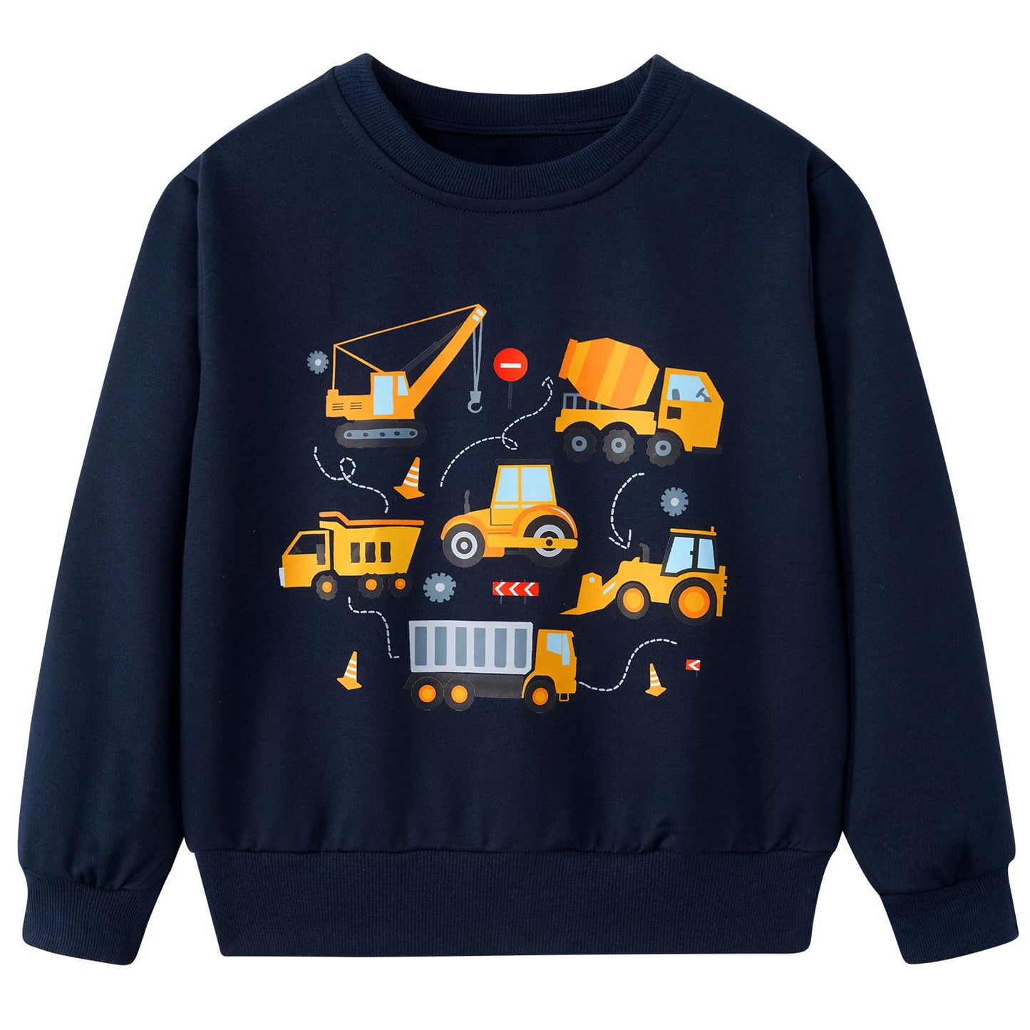 Aideaone Toddler Boys Sweatshirt Long Sleeve Boys Tractor/Truck Printed Sweatshirt Kids Crewneck Pullover Tops 3-6T