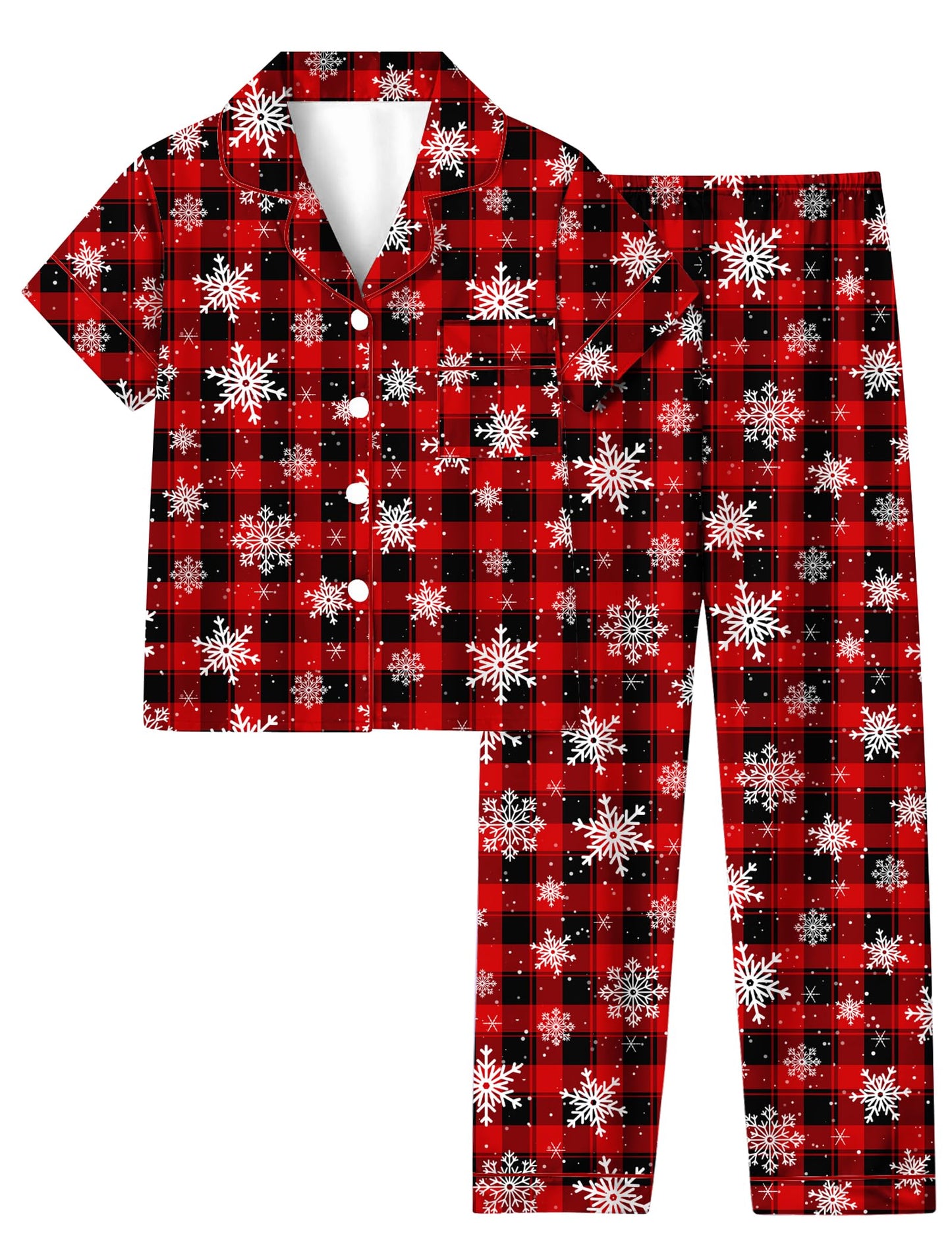 Aideaone Girls Christmas Pajamas Set & Casual Lapel 2pcs Button Sleepwear Size 7-14