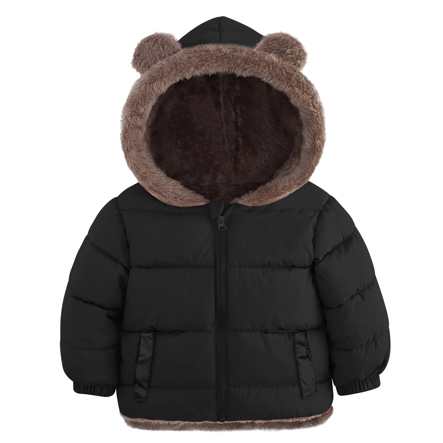 Aideaone Baby Toddler Winter Fleece Coat Boys Girls Cute Bear Ear Hooded Jackets with Pockets 6M-5T