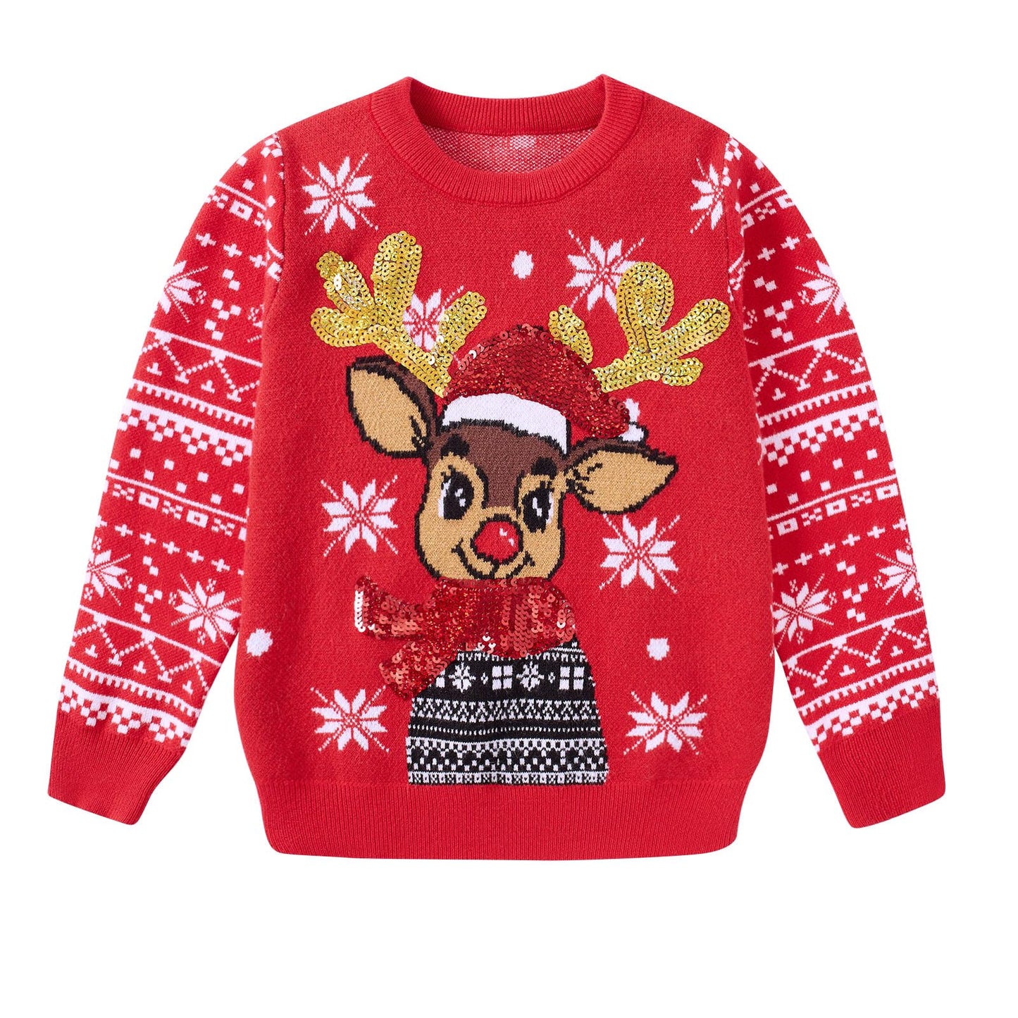 Aideaone Toddler Ugly Christmas Sweater Girls Xmas Boys Sequin Knit Pullover Tacky Kids Holiday Tops 2-6 Years